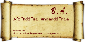 Békési Annamária névjegykártya